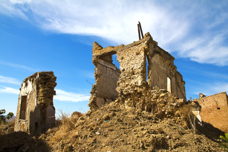 Poggioreale, old ghost town hit by an earthquakeの写真素材