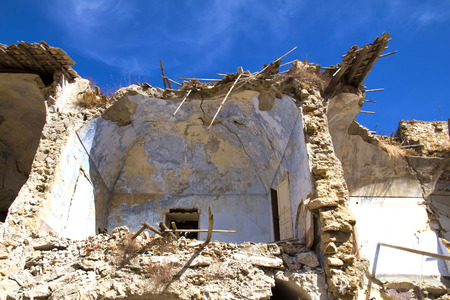 Poggioreale, old ghost town hit by an earthquakeの写真素材