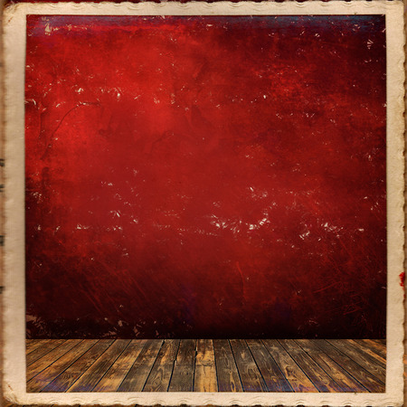 Room with wooden floor and grunge wallの写真素材