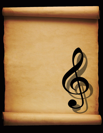 Old vintage parchment isolated on white backgroundの写真素材