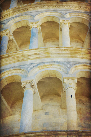 Piazza dei Miracoli complex with the leaning tower of Pisa, Italyの写真素材