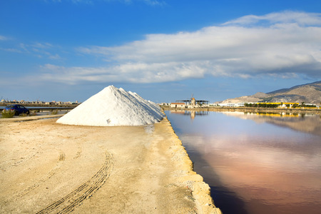 Beautiful view of the Saline, Trapani, Sicilyの写真素材