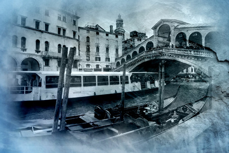 The beautiful view of Rialto's Bridge and the Canal Grande  in Venice, Italyの写真素材