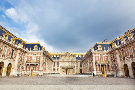 Outside view of Famous palace Versailles. The Palace Versailles was a royal chateau. It was added to the UNESCO list of World Heritage Sites. Paris, Franceのeditorial素材