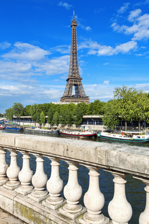 Paris, the beautiful view of the Eiffel Tower on a summer dayの写真素材