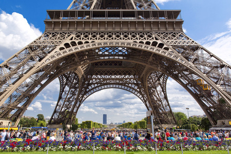 PARIS, FRANCE, August 4, 2014: View of the Eiffel tower in Paris. Paris beautiful destinations in Europeのeditorial素材