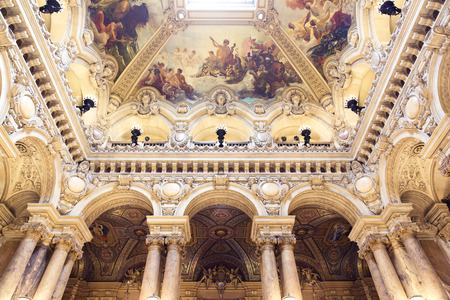PARIS, August 4, 2014: Interior view of the Opera National de Paris Garnier, France.  It was built from 1861 to 1875 for the Paris Opera house のeditorial素材