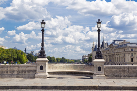 The beautiful view of the famous Pont Neuf bridge in Paris, Franceの写真素材