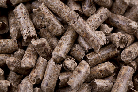 Close up image of a wooden pellets
