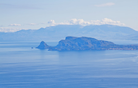 Blue sky and sea, beautiful nature in Sicilyの写真素材