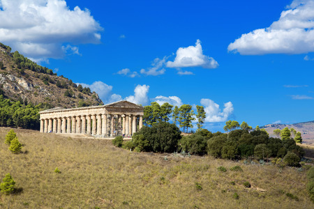 The greek temple of Segesta near Trapani in Italyの写真素材