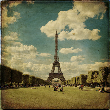 The Eiffel Tower in Paris in vintage styleの写真素材