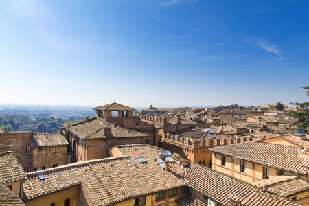 Beautiful view of a Panorama of Siena, Tuscany, Italyの写真素材