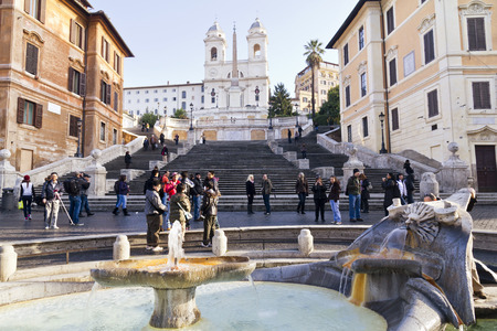 The famous Spanish Steps at morning, Rome, Italyのeditorial素材