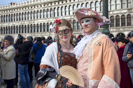 Carnival of Venice, beautiful masks at St. Mark's Squareのeditorial素材