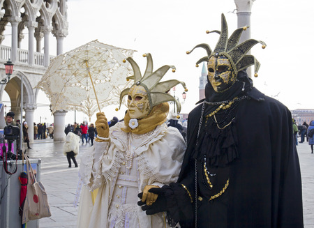 Carnival of Venice, beautiful masks at St. Mark's Squareのeditorial素材