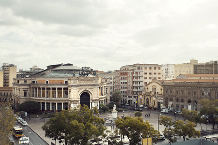 Palermo, beautiful view of the theater Politeamaの写真素材
