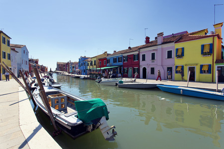 Burano island with traditional colorful housesの写真素材