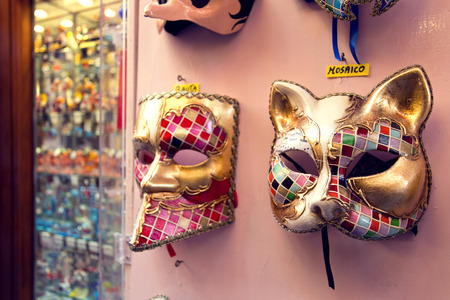 Venetian masks on sale in Burano island, Venice, Italy の写真素材