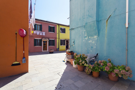 Burano island with traditional colorful housesの写真素材