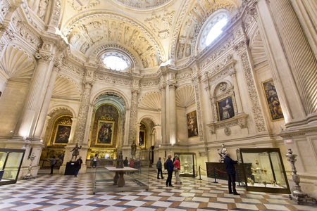 Interior of the Cathedral of Saint Mary of the See in Seville, Andalusia, Spainのeditorial素材
