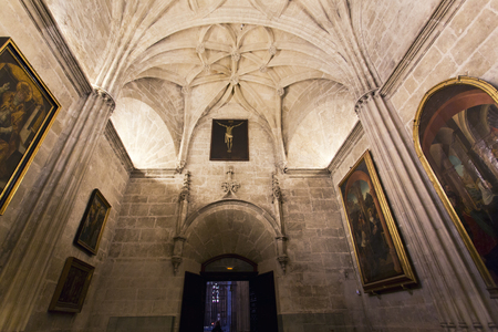 Interior of the Cathedral of Saint Mary of the See in Seville, Andalusia, Spainのeditorial素材