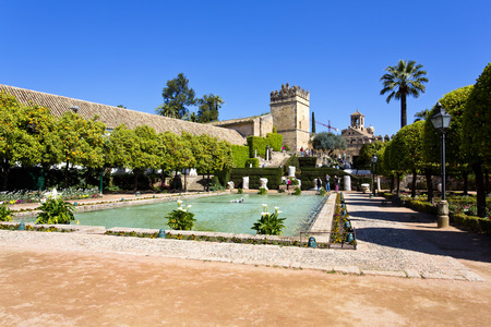 The famous Alcazar de los Reyes Cristianos with beautiful garden in Cordoba, Spainのeditorial素材