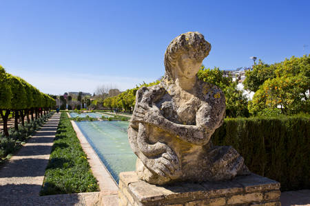 The famous Alcazar de los Reyes Cristianos with beautiful garden in Cordoba, Spainのeditorial素材