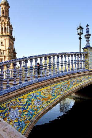 A beautiful view of Spanish Square, Plaza de Espana, in Seville, Andalusia, Spain の写真素材