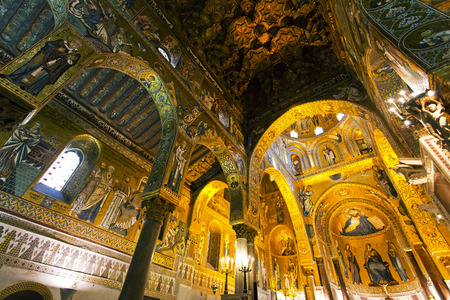Interior of the Palatine Chapel of Palermo, Sicilyのeditorial素材