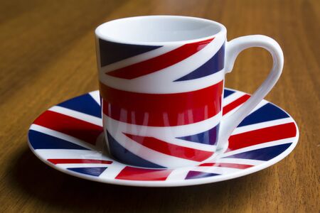 Coffee cup with the English flagの写真素材