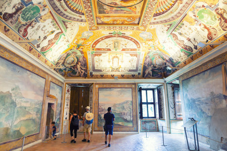 Villa d'Este, Rome, July 17, 2019: The Villa d'Este is a 16th century villa in Tivoli, near Rome