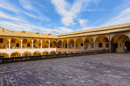 Beautiful exterior view of the famous Papal Basilica of St. Francis of Assisi. Assisi, Umbria, Italyのeditorial素材
