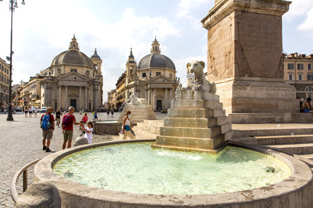 ROME, ITALY, 2021 August 18: Beautiful view of Rome from Piazza del Popolo. Italyのeditorial素材