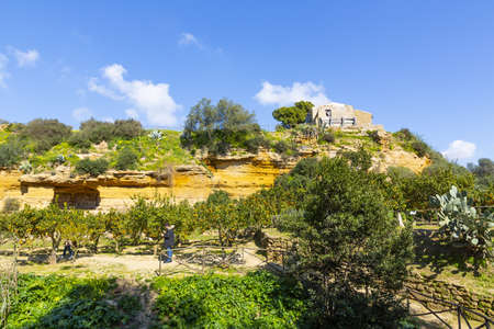 Garden of the Kolymbetra, inside the archaeological park of the Valley of the Temples in Agrigentoの写真素材