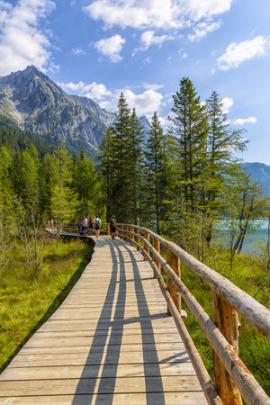 Lake antholz, a beautiful lake in South Tyrol, Italyのeditorial素材