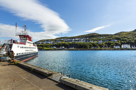 MALLAIG, SCOTLAND 2022, August 17: cars embarking in the port of Mallaig to reach the Isle of Skye