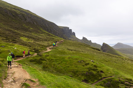SKYE, SCOTHLAND 2022, August 17: Beautiful image of spectacular scenery of the Quiraing on the Isle of Skye in summer, Scotlandのeditorial素材