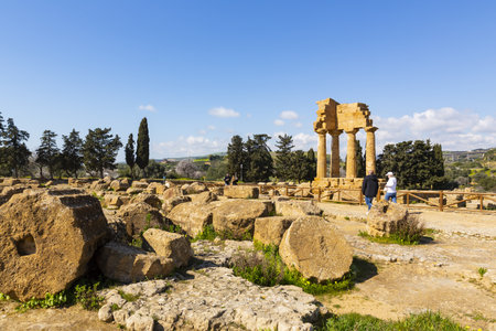 Agrigento, archaeological park of the Valley of the Temples, sanctuary of the chthonic divinities and Temple of the Dioscuriのeditorial素材