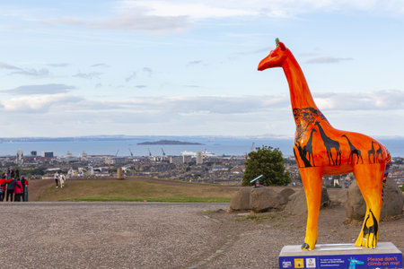 EDINBURGH, SCOTLAND 2022, August 21: Aerial view of the city of Edinburgh from Calton Hill, Scotlandのeditorial素材