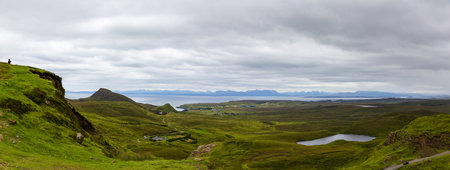 Beautiful image of spectacular scenery of the Quiraing on the Isle of Skye in summer, Scotland