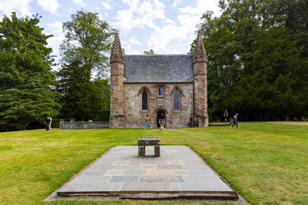 A view of the magnificent Scone Palace, historic building and attraction in the village of Scone and the city of Perth, Scotlandのeditorial素材