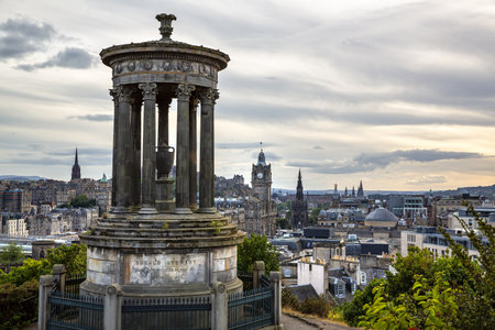 Aerial view of the city of Edinburgh from Calton Hill, Scotlandのeditorial素材