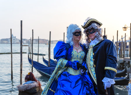 Gorgeous image of carnival masks in Riva degli Schiavoni, Venice, Italyのeditorial素材