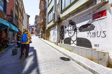 ISTANBUL, TURKEY 2023, August 04: Beautiful view of one of the most historical districts of Istanbul, full of color and lifeのeditorial素材