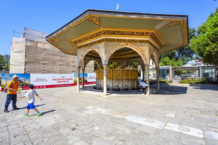 ISTANBUL, TURKEY 2023 August 03: Fountain for ablution of the Hagia Sophia in Istanbul, Turkeyのeditorial素材