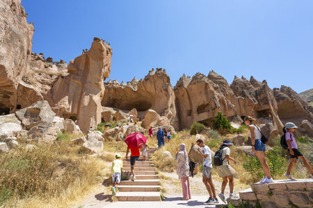 ZELVE, TURKEY 2023 August 07: Zelve Open Air Museum in Cappadocia. Landmarks and historical places...