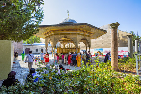 ISTANBUL, TURKEY 2023, August 03: Fountain for ablution of the Hagia Sophia in Istanbul, Turkeyのeditorial素材