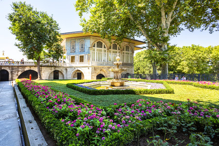 Beautiful view of the famous Topkapi Palace in Istanbul, Turkiyeのeditorial素材