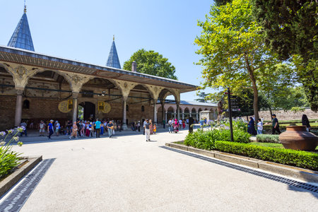 ISTANBUL, TURKEY 2023 August 03: Beautiful view of the famous Topkapi Palace in Istanbul, Turkiyeのeditorial素材